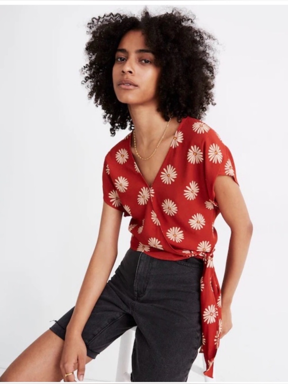 MADEWELL Daisy Daydream Wrap Top Size XXS
